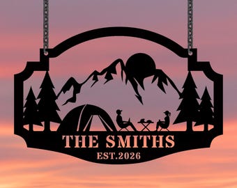 Custom Metal Campfire Sign, Campsite Wall Art, Mountain Adventure Decor, Retirement Gift, New House Moving Gift, Anniversary Gift