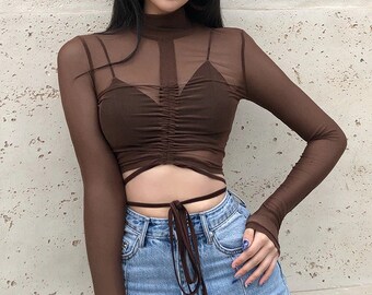 transparent lace tops