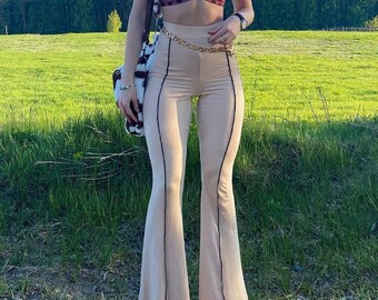 striped flare leggings