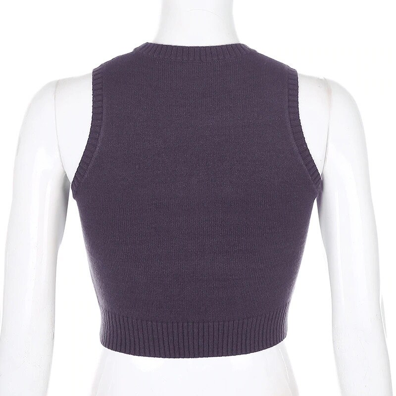 Purple Arglye Plaid Knitted Cropped Sweater Y2k Streetwear | Etsy