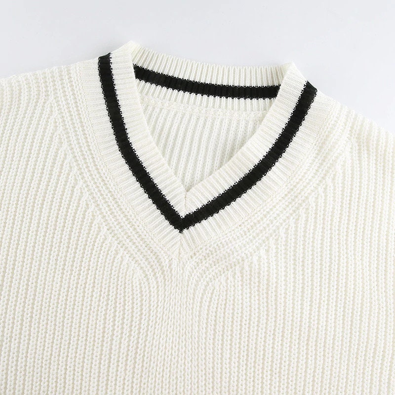 Striped Long Sleeve Knitted Oversized Sweater y2k Preppy | Etsy