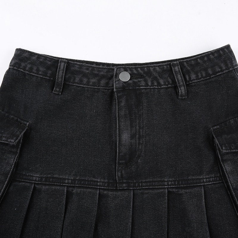 Side Pockets High Waisted Jeans Denim Mini Skirt y2k Preppy | Etsy