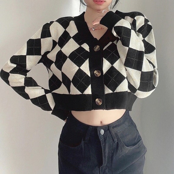 plaid cropped sweater