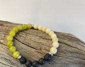 Natural Stone Diffuser Bracelet Peridot, Pineapple Jasper and Lava