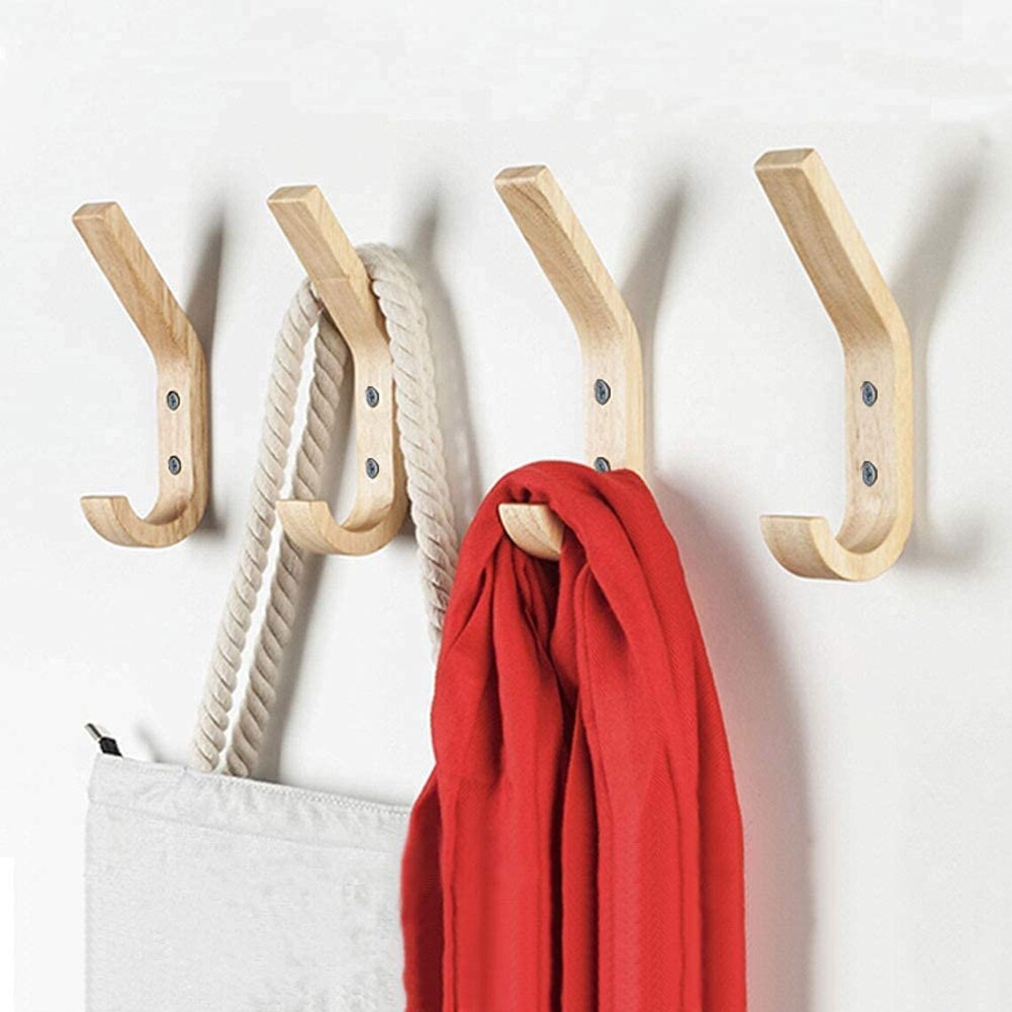 Wooden Coat Hooks Wall Hooks 4 Packs Natural Wood Hooks Etsy