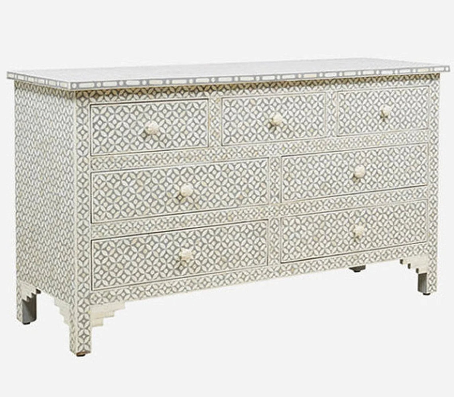 Handmade Bone Inlay Star Design Chest of 7 Drawer's Table Etsy