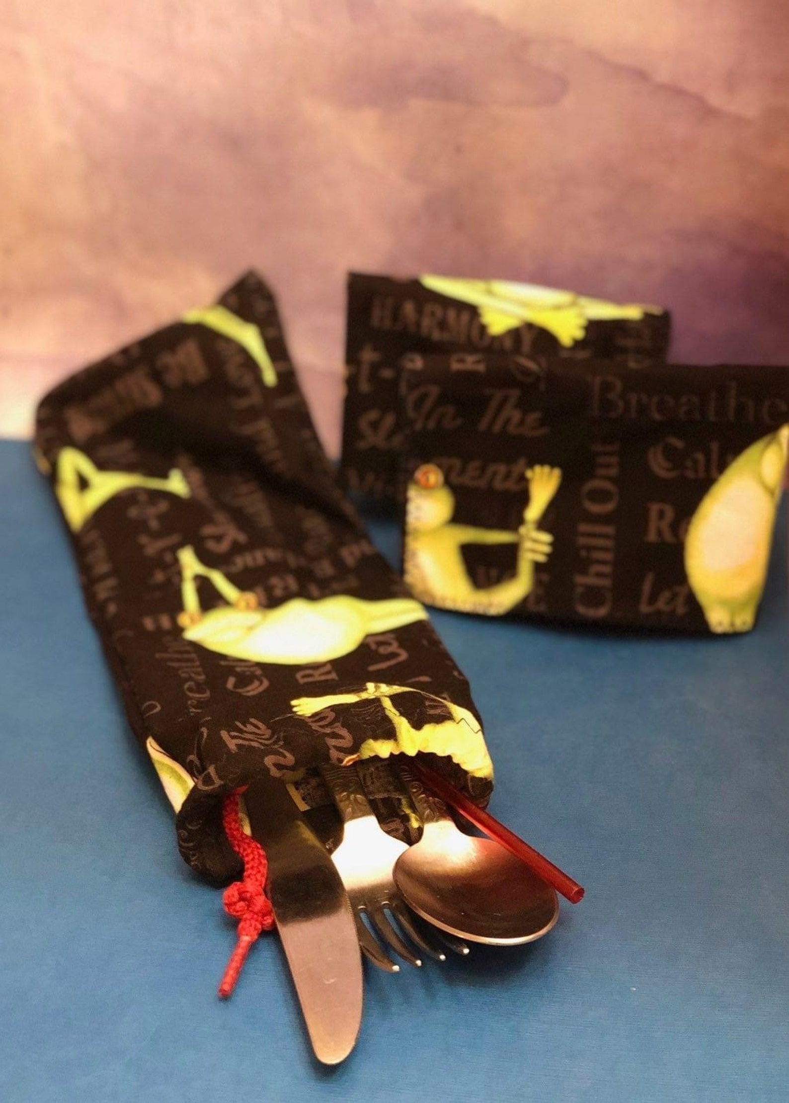 Handmade Recycled Cutlery Bag With Napkins Etsy UK