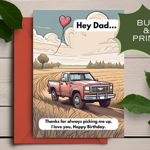 Alles Gute zum Geburtstag Auto Karte Digitaler Download Druckbare Klassisches Pick-Up Truck Design Cooler Papa Geburtstagsspaß Geschenk für Pops Vintage Witz Lustige Karte