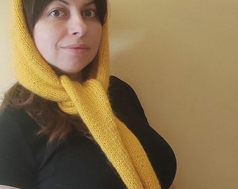 Bufanda con capucha de lana merino tejida a mano – Gorro de invierno / Bufanda con capucha Sophie