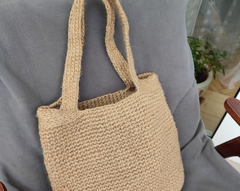 Handmade Jute Crochet Tote Bag: Eco-Friendly Market Shopper