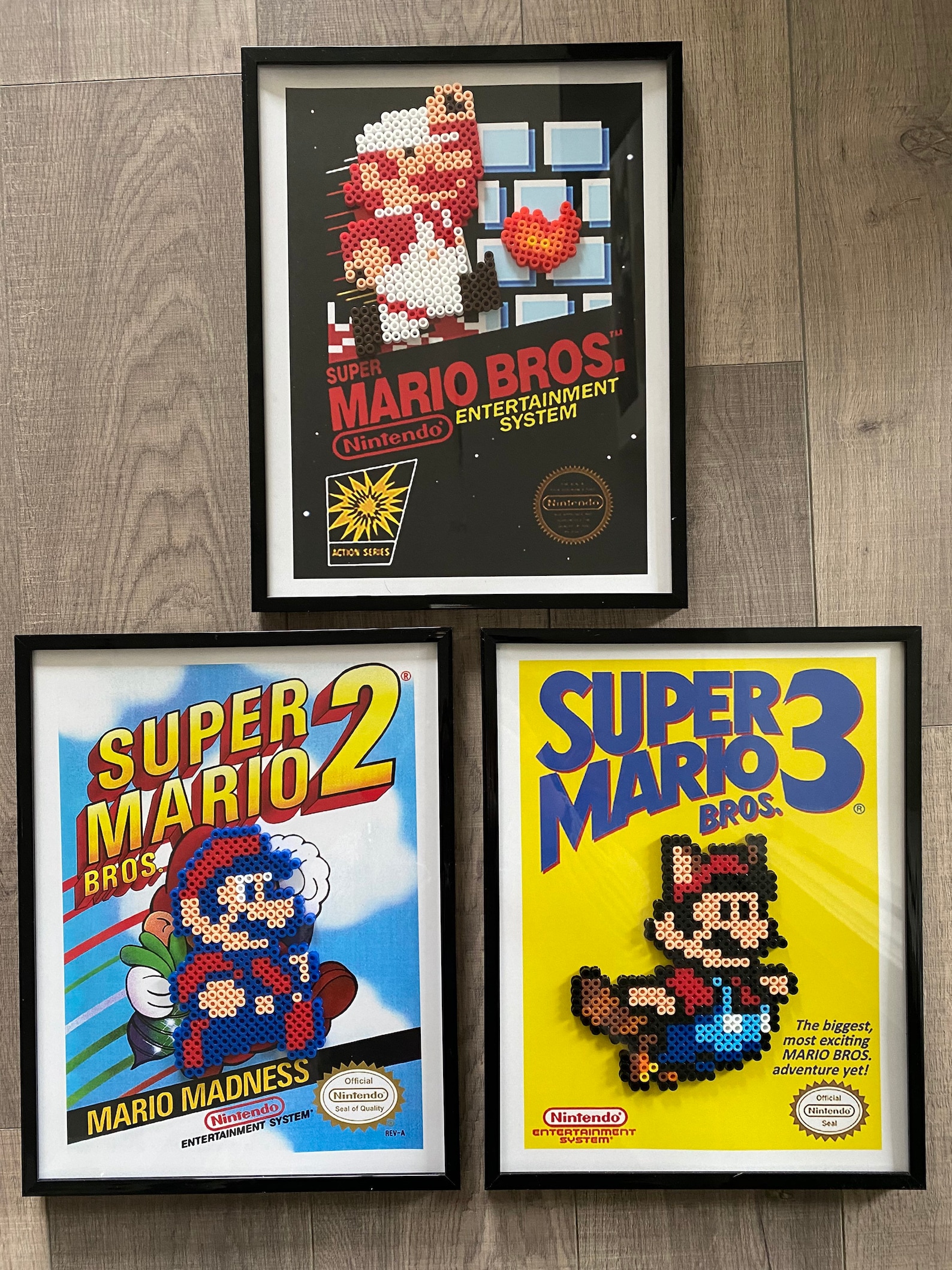 NES Super Mario Brothers 1, 2 &3 Pixelated Box Cover Art Etsy