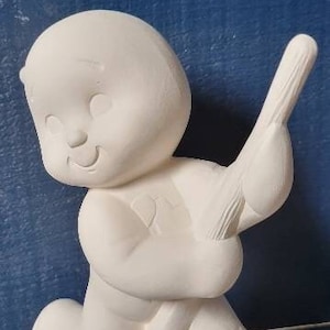 Halloween ceramic bisque ghost ready to paint. Ghost on broom. Cute Ceramic ghost for Halloween