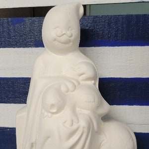 Ceramic bisque ready to paint Halloween ghost stitching. Halloween ceramics. Ready to paint ghost and children.