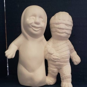 Ceramic Bisque Ghost and Mummy Halloween - Ready to Paint - Ceramic Halloween -Ceramic Ghost -Bisque Ghost -Ceramic Pumpkin-Ghost - Mummy