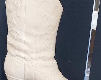 Ceramic Bisque Cowboy Boot Ready to Paint - Western Boot - Cowboy Boot - Ceramic Boot - Southwestern - Bisque Boot - Ceramic Cowboy - Cowboy