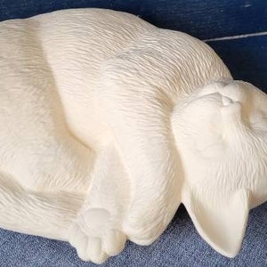 Ceramic bisque ready for you to paint curled up napping cat. Sleeping kitty. Cat lover&#39;s gift. Easy painting project to complete!