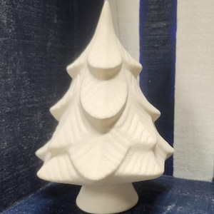 Ceramic Christmas Tree unpainted. Smaller size year- round pottery tree. Rare Cramer tree.