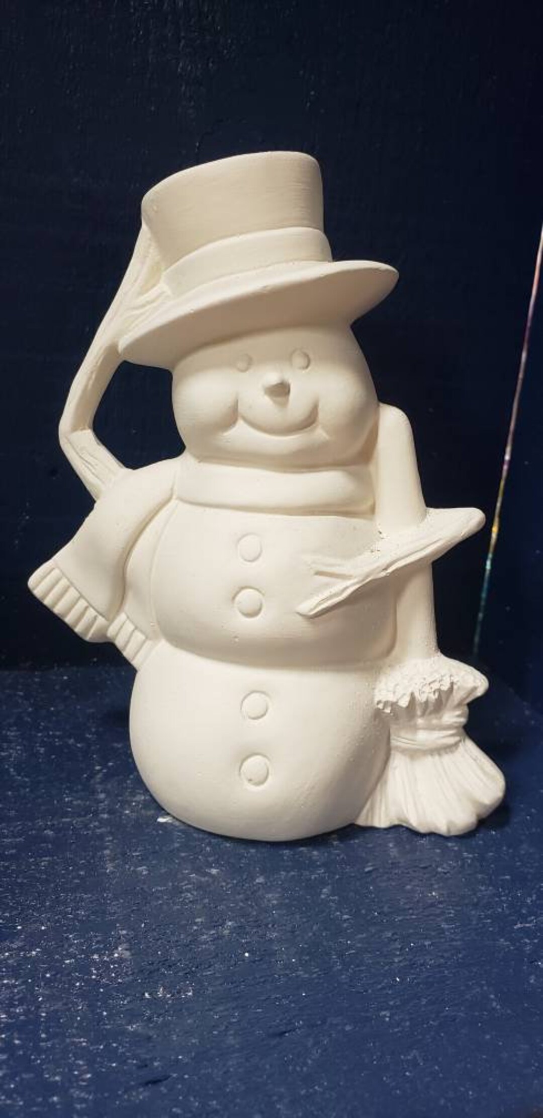 Ceramic Bisque Snowman With Broom Ready to Paint Ceramic Etsy