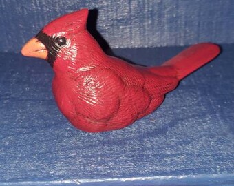 Ceramic Red Bird Ornament. Handpainted Bird - Ceramic Bird memorial gift. Christmas tree ornament.