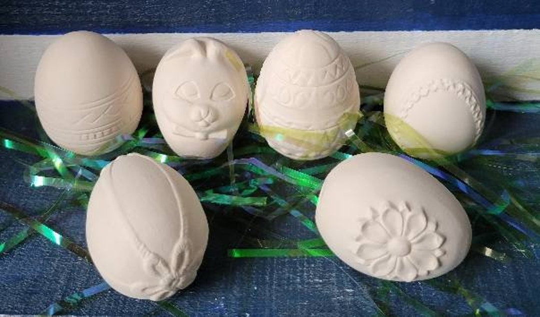 Ceramic Bisque Ready to Paint Decorative Easter Eggs. Bisque Eggs to