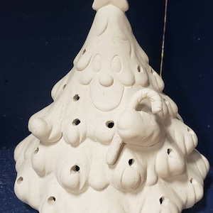 Ceramic Bisque Happy Christmas Tree Ready to Paint - Ceramic Tree - Ceramic Christmas Tree - Happy Tree - Bisque Tree - Holiday - Christmas