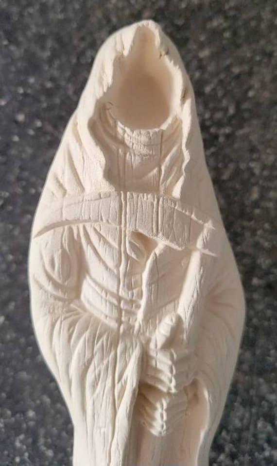 Halloween Ceramic Ready To Paint Bisque Grim Reaper Figurine. Unpainted Ceramics. Goul