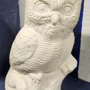 Ceramic Bisque ready to paint woodland owl. Unpainted owl figurine.