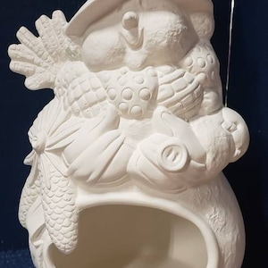 Ceramic Snowman with Pinecones Ready to Paint - Ceramic Snowman - Ceramic - Bisque Snowman - Snowman -