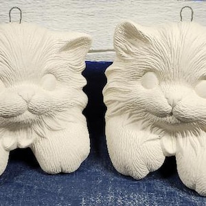 Ceramic bisque kitty ornaments for your Christmas tree! Set of 2, ready to paint!