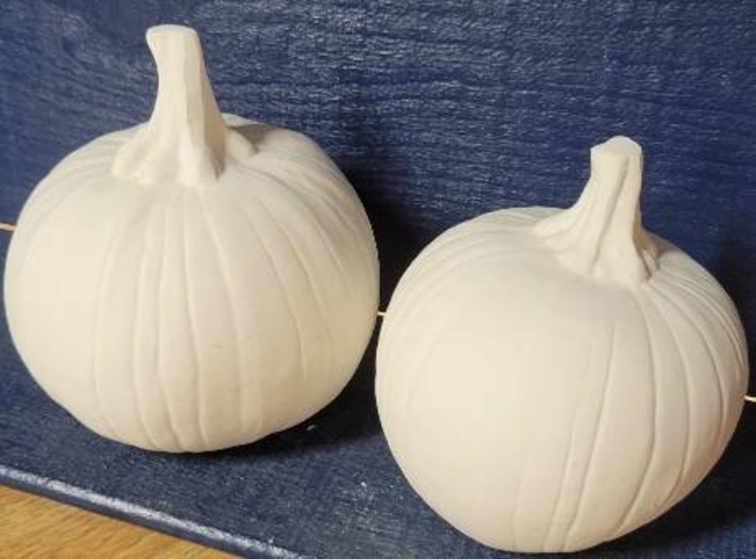 Ceramic Bisque Pumpkin Set of Two Halloween Ceramic Pumpkin Etsy