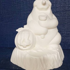 Ceramic Bisque Ghost with Flashlight Halloween - Ready to Paint - Ceramic Halloween - Ceramic Ghost - Bisque Ghost - Ceramic Pumpkin - Ghost