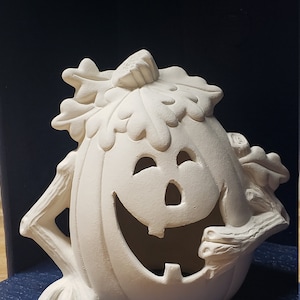 Halloween Ceramic Bisque Cute Happy Pumpkin- Halloween -  Ceramic Pumpkin unpainted. Ready to paint ceramics. Halloween unfinished ceramics