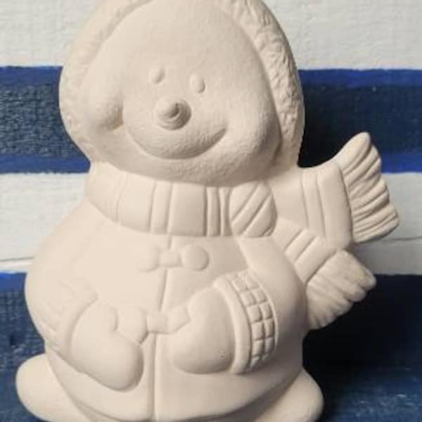 Ceramic bisque ready to paint bisque snowman or snow person. Ceramic snowman. Bisque snowman. Snowman to paint.