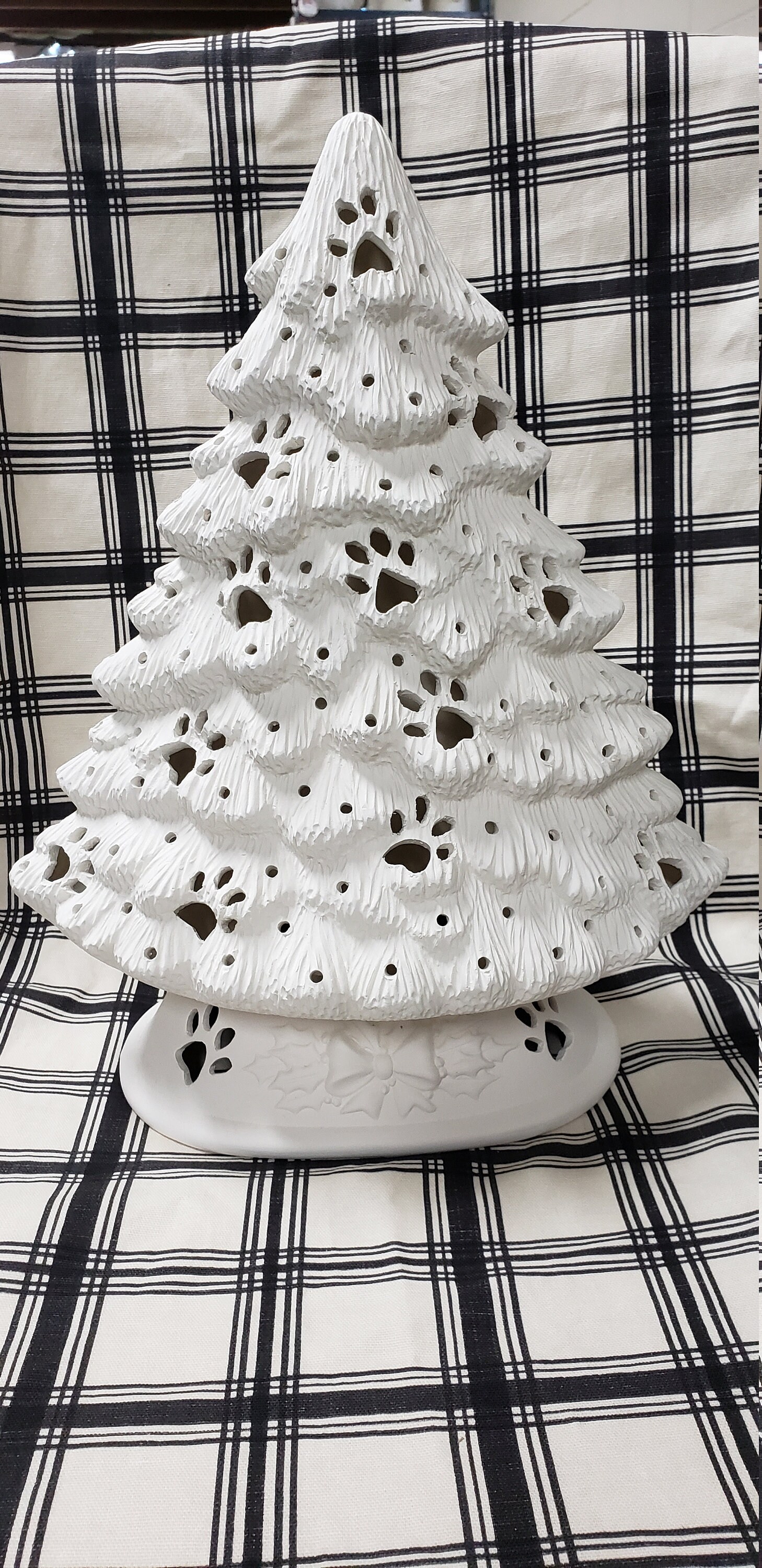 Ceramic Paw Print Christmas Tree Ready To Paint Ceramic Tree Etsy