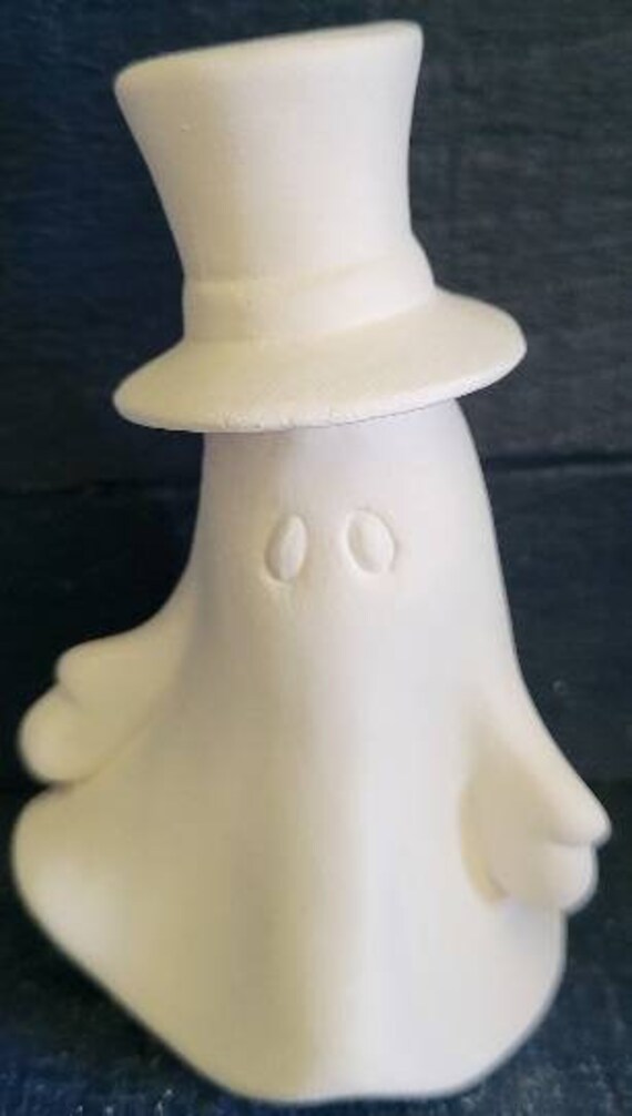 Biscuit Céramique à Peindre – Couple De Fantômes Sur Souche Avec Citrouilles