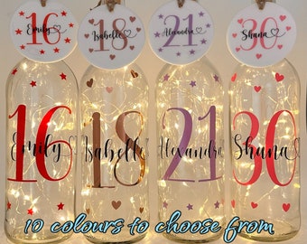 Personalised,Girls,Boys,18th Birthday gift girl,Light up Bottle,18th Birthday,21st Birthday Gift,30th Birthday,Gifts for her,40th birthday