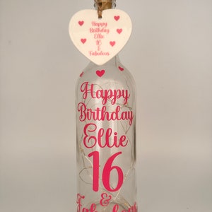 Personalised Light up Bottle,Gifts for her,Milestone Birthday,16th,18th birthday gift girl,21st keepsake,30th,40th birthday gifts for women image 8