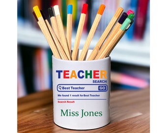 Personalised Teacher Pencil Pot, Thank You Gift, Gift for Teacher, Custom PencilPot, Desk Organiser, TA Assistant Present, Stationery Holder