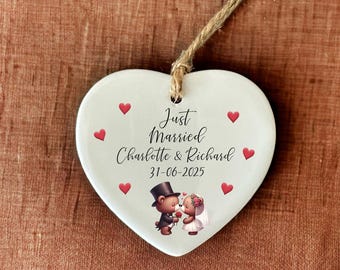 Personalised Wedding Ceramic Ornament: Mr & Mrs Keepsake Plaque