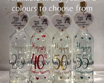 Personalised Anniversary, 7th Copper, 25th Silver, 40th Ruby, 50th Golden, 5th, 10th, 15th, 20th, 55th, Gifts for parents, Wife, husband