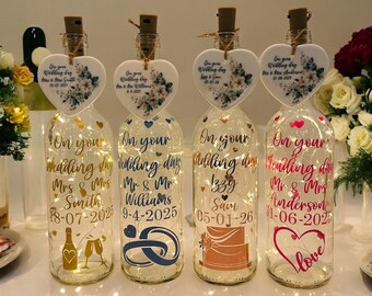 Personalised Mr & Mrs Surname and Date Freestanding Wedding bottle Keepsake Gift, Wedding Table Decoration, Sign, Table décor, Party Ideas