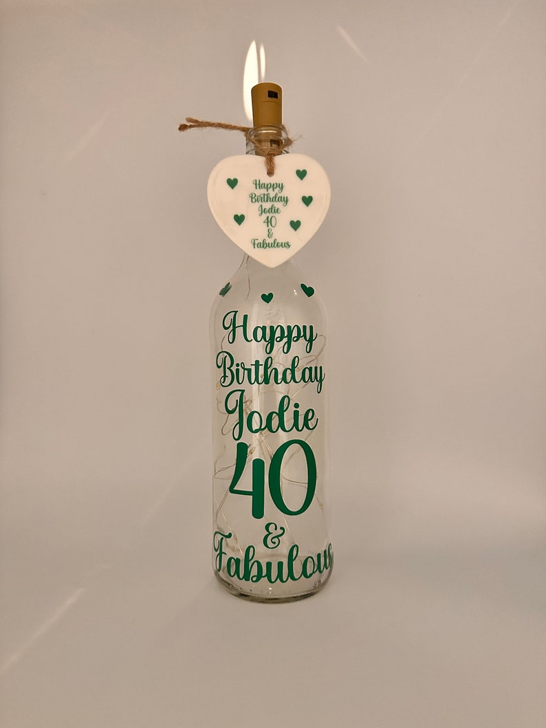 Personalised Light up Bottle,Gifts for her,Milestone Birthday,16th,18th birthday gift girl,21st keepsake,30th,40th birthday gifts for women image 7