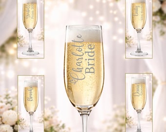Personalised Prosecco Glass, Champagne Flute, Bride, Bridesmaid, Hen Do Gift, Party Decor, Wedding Favours, Baby Shower, Prom