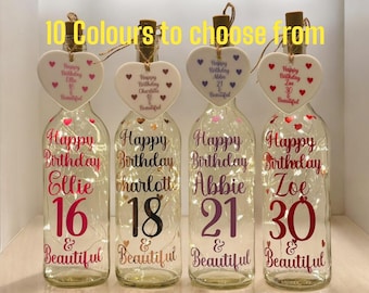 Personalised Light Up Birthday Bottle: Keepsake Gift for Her/Him