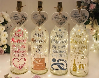 Personalised Mr & Mrs Surname and Date Freestanding Wedding bottle Keepsake Gift, Wedding Table Decoration, Sign, Table décor, Party Ideas