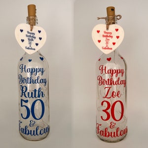 Personalised Light up Bottle,Gifts for her,Milestone Birthday,16th,18th birthday gift girl,21st keepsake,30th,40th birthday gifts for women imagem 6