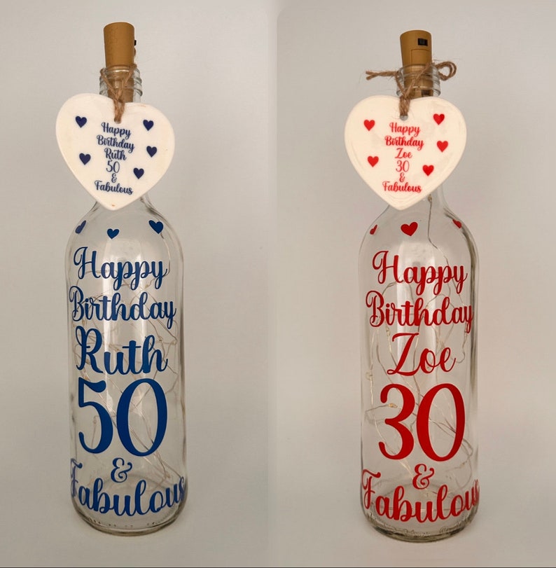 Personalised Light up Bottle,Gifts for her,Milestone Birthday,16th,18th birthday gift girl,21st keepsake,30th,40th birthday gifts for women image 6