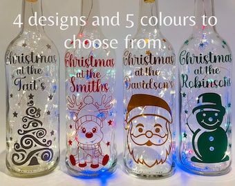 Personalised Christmas at the Ornament, decorations, Lights, Lantern, Xmas Gifts, Light up bottle, Home, Table centrepiece, Family Keepsake