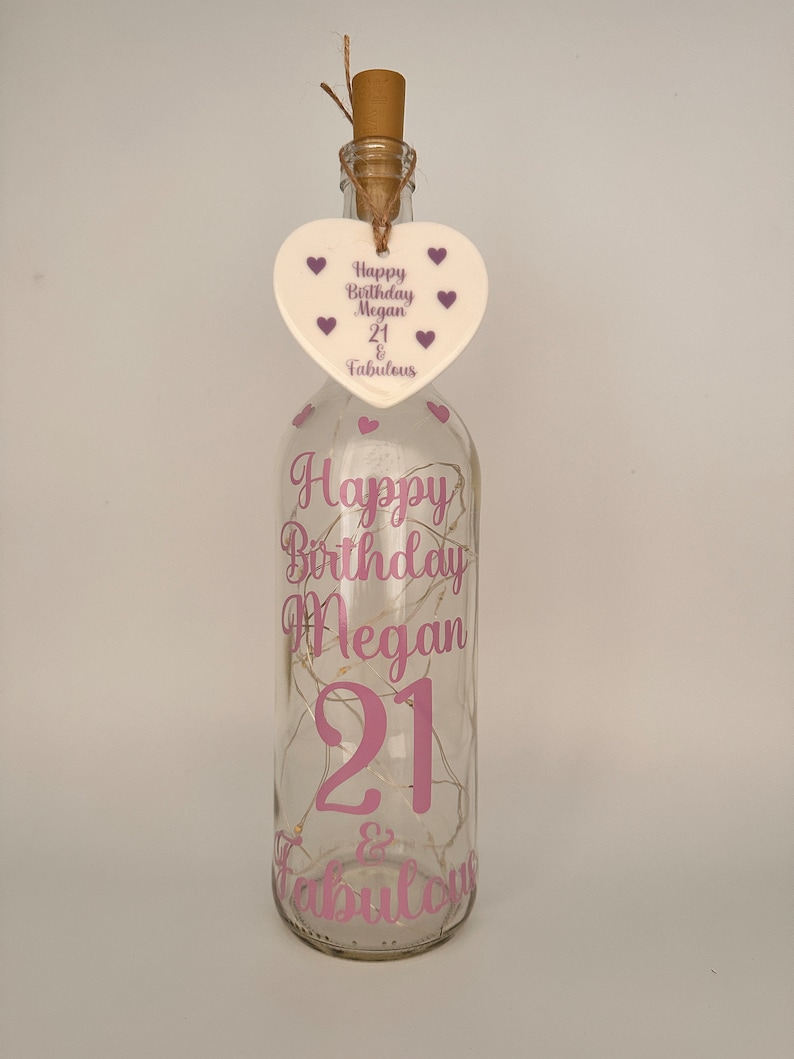 Personalised Light up Bottle,Gifts for her,Milestone Birthday,16th,18th birthday gift girl,21st keepsake,30th,40th birthday gifts for women image 5