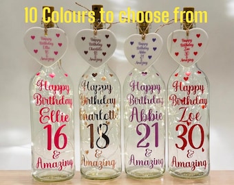 Personalised Light Up Birthday Bottle: Custom Age & Name Gift